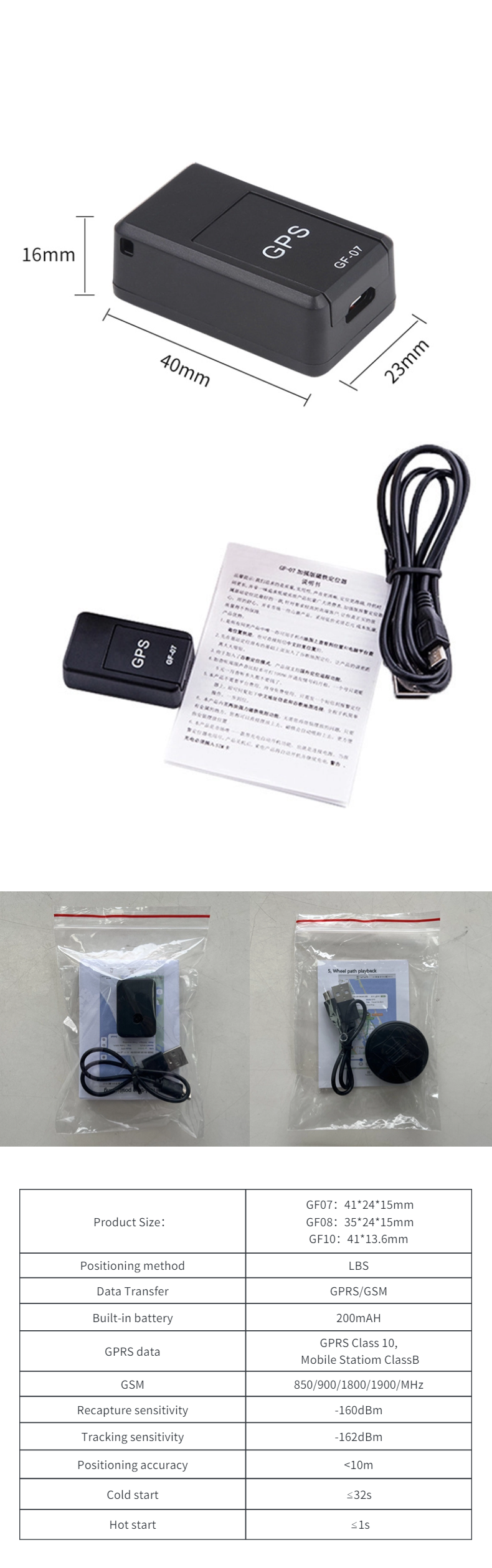 GF07 Mini Car Tracking Device Global Locator Magnetic Anti-lost Recording Real-time GPS Mini Tracker Vehicle Locator