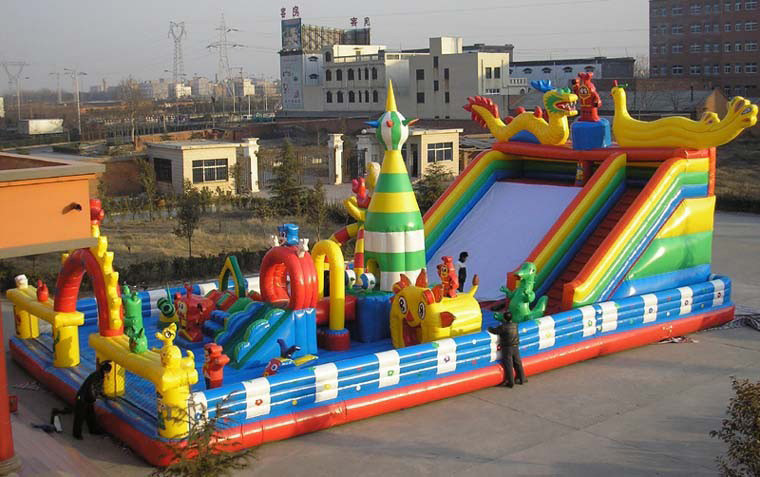 Pvc Tarpaulin Amusement Inflatable Bouncy Castle Park For Outdoor EN14960