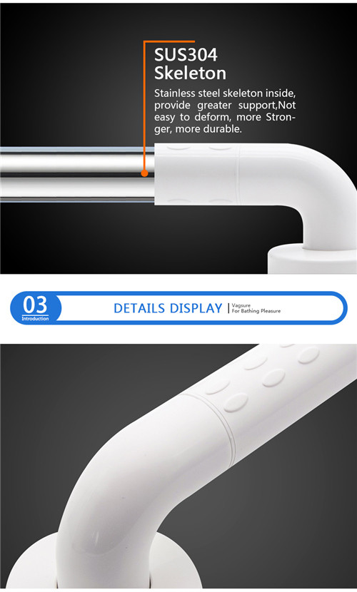 Anti Slip ABS Bathroom Safety Handles , Wall Mounted White Bathroom Grab Bars