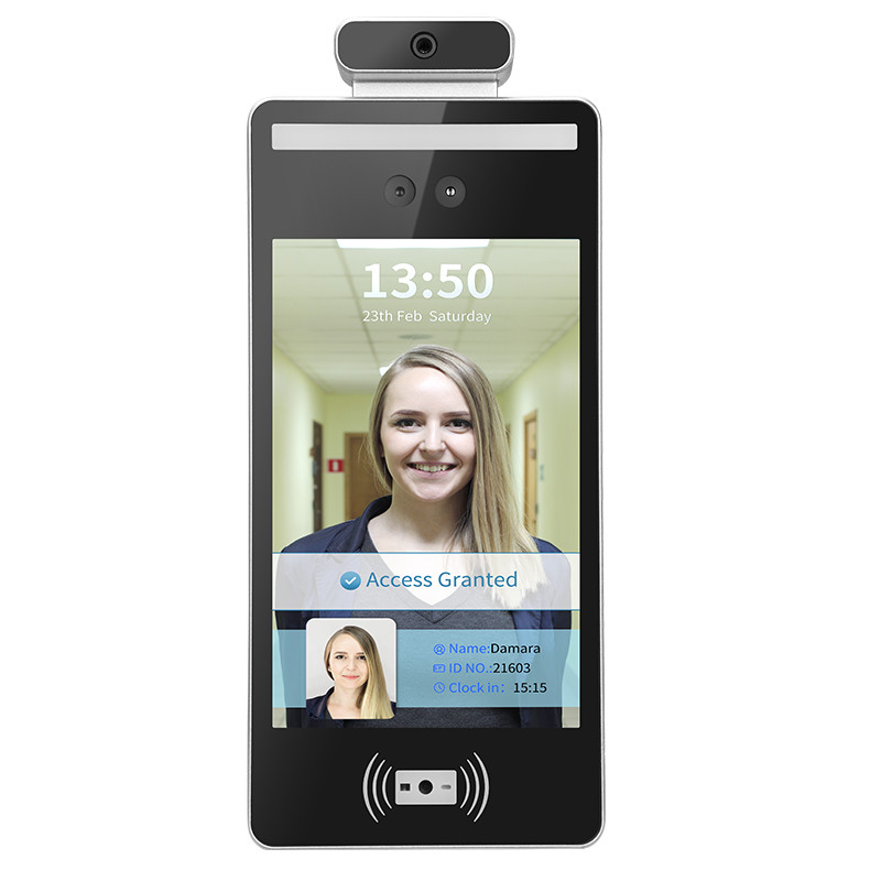 QR Code 8 Inch Facial Recognition Temperature Scanner Home Access Control