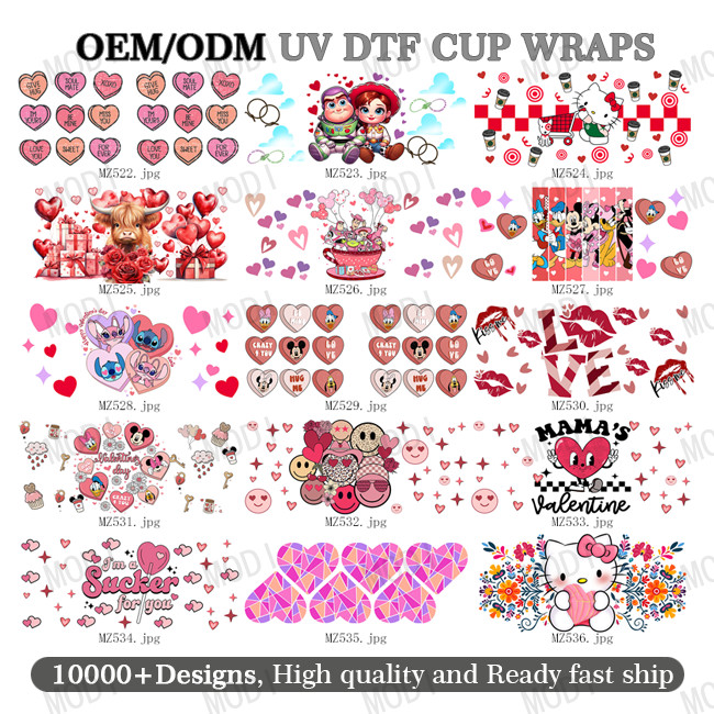 Valentine'S Day UV DTF Transfers For Cups Wraps Custom Logo Libbey Glass Tumbler