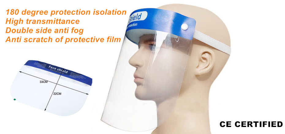 Anti Fog Disposable Protective Face Shield PET Spatter Prevent Protection