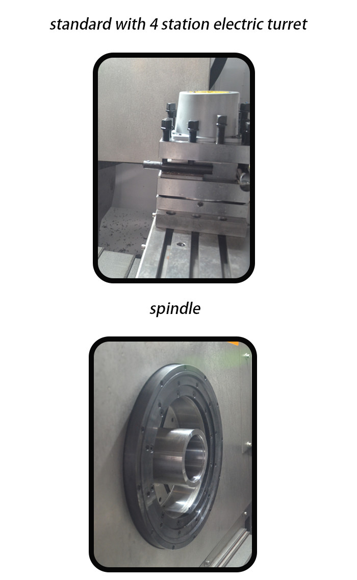 CNC Turning Center With Two 4 Station Turrets High Precision Clamping