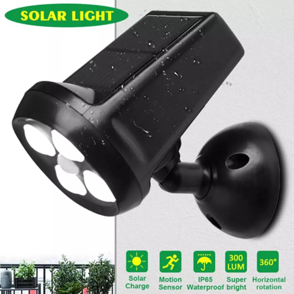 2000mAh 6W 300LMs Solar Powered Pir Led Wall Light / 4 Led Solar Light