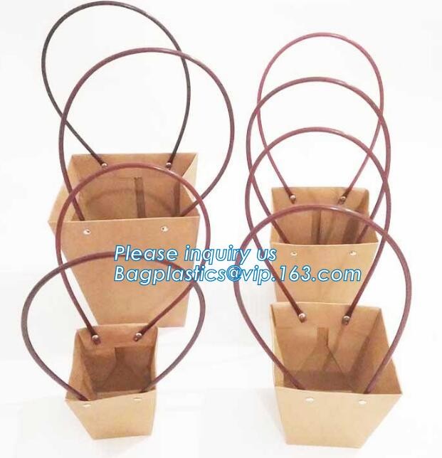 Customized Red Printed Kraft Paper Shopping Bag with Ribbon Handles and Bowknot,Kraft Paper Shopping Bag with Kinds off