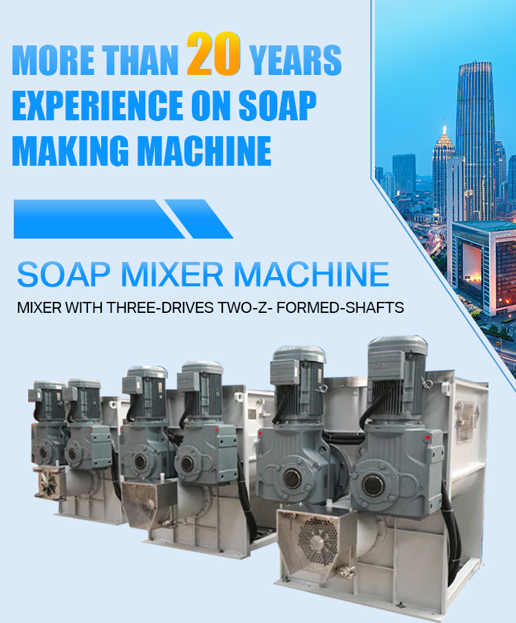 Three-Drives Two-Z-Formed-Shafts Soap Mixer Machine for Chemical Material Processing