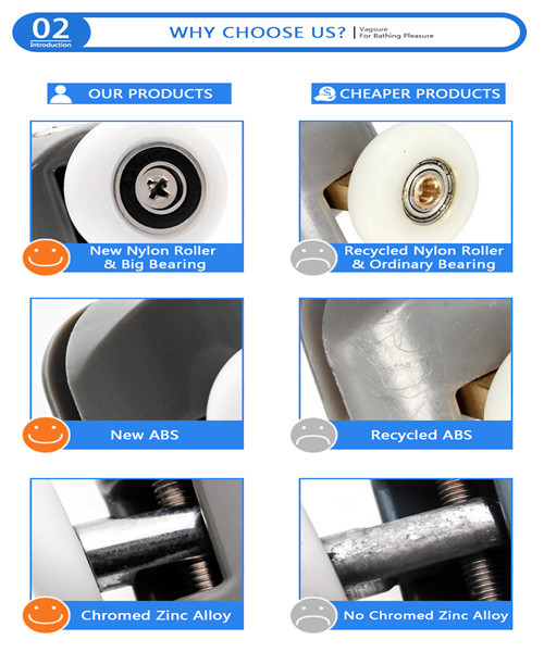 Height 3.4 / 4.2CM Oval Shower Door Rollers Runners Wheels With Top / Bottom Adjustable