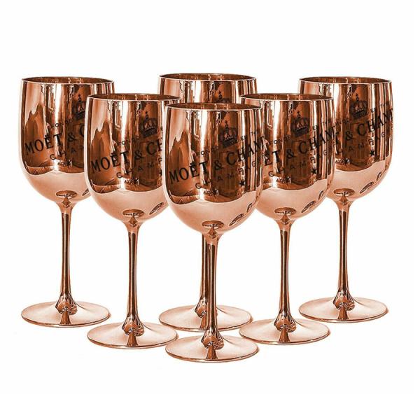 Rose Gold Moet & Chandon Champagne Glasses Flutes Plastic Ice Imperial Acrylic