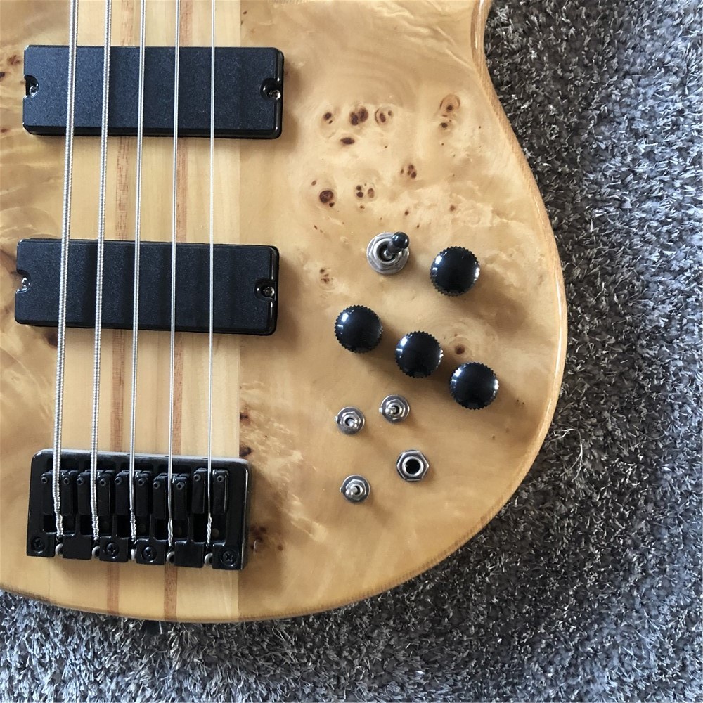 Factory Custom Factory 5 strings Wood color Whole body Butterflys electric bass Black metal hardware
