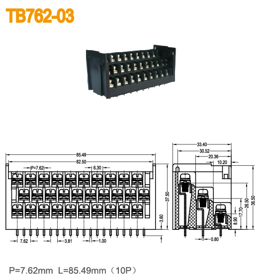 10 Pin Barrier Terminal Block Screw Terminal Block Connector Stable
