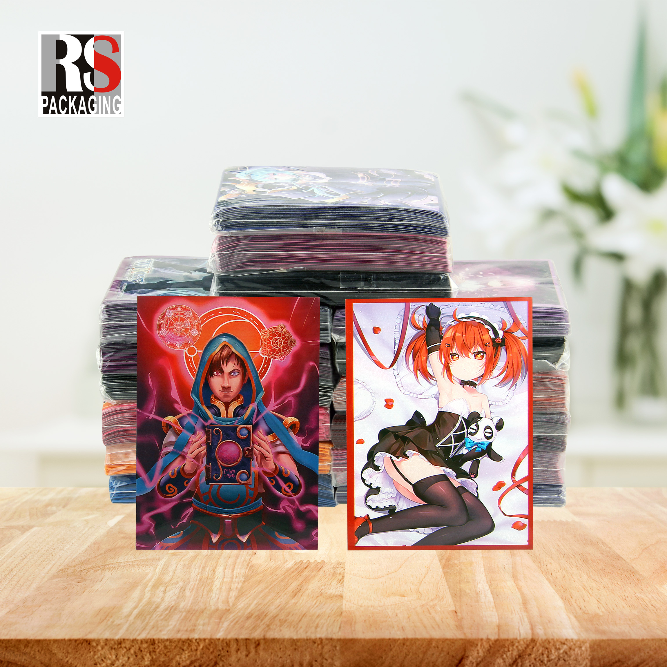 Custom GAME PLUS Colored Matte Size 62x89mm Trading Heat Embossing CPP Playing Card Sleeves
