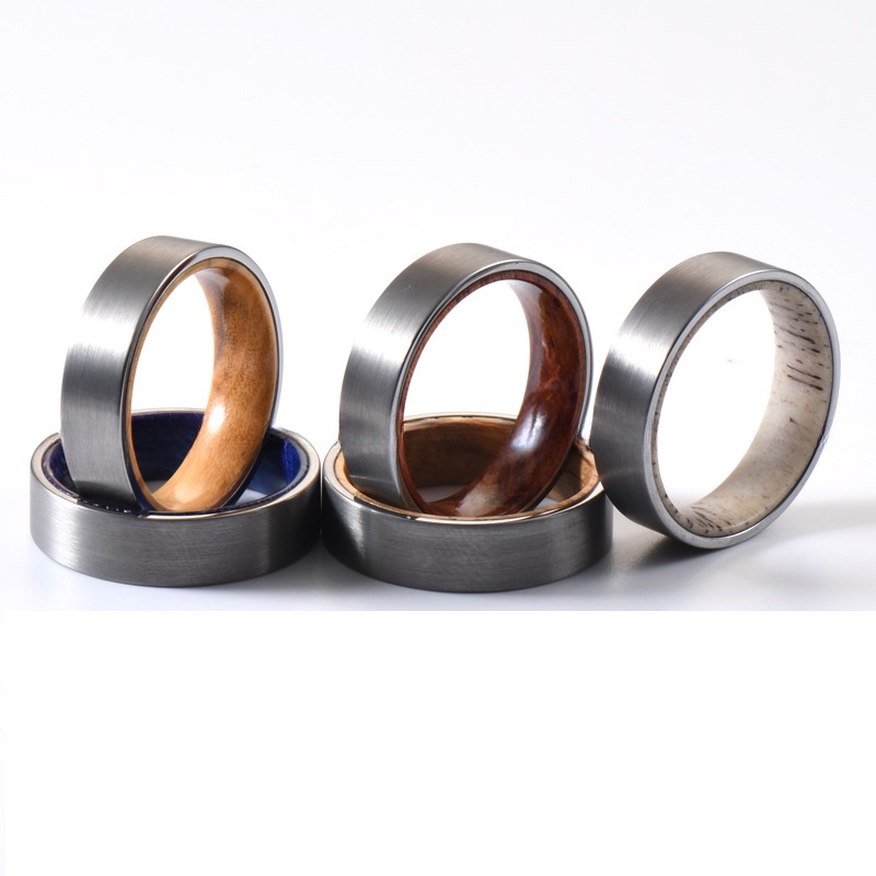 Unisex 6mm Brushed Silver Tungsten Ring with Rose Wood Inner Flat Edges for Wedding Engagement Gift Men Women
