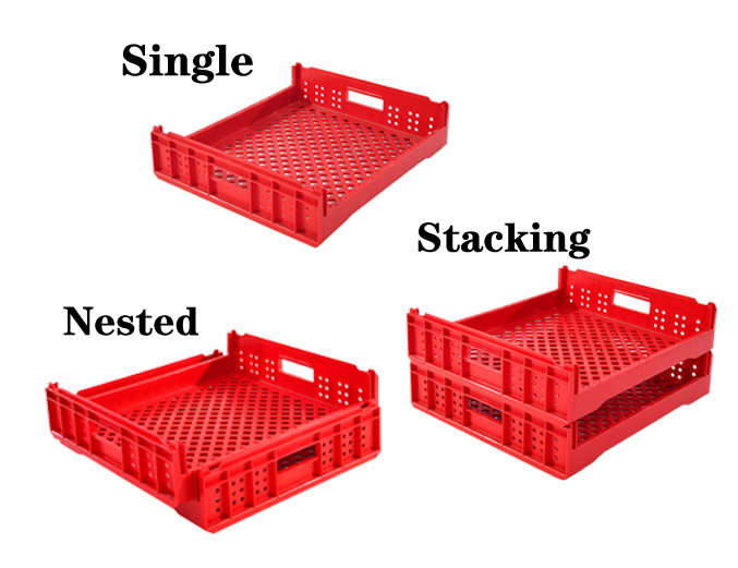 Storage Bread Tray Plastic Stackable Mesh Turnover Crates with Silk Printing Logo