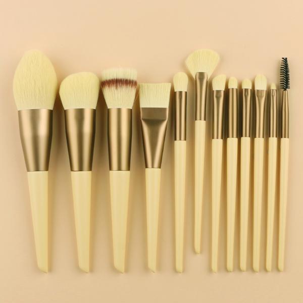 Yellow 12pcs Nano Wool Travel Makeup Brushes Set Nano Wool Travel Cosmetic