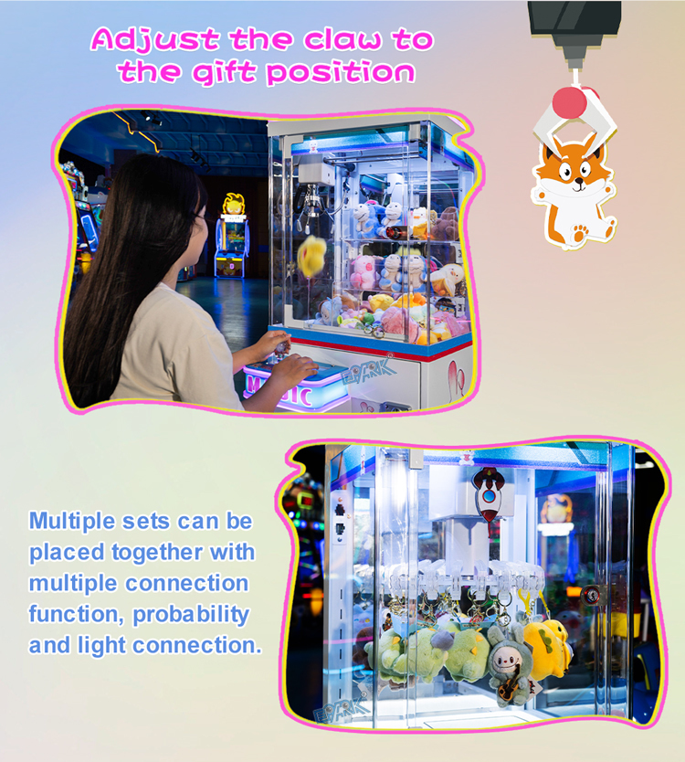 Coin Operated Double Players Arcade Claw Machine / Toy Grabber Game Machine