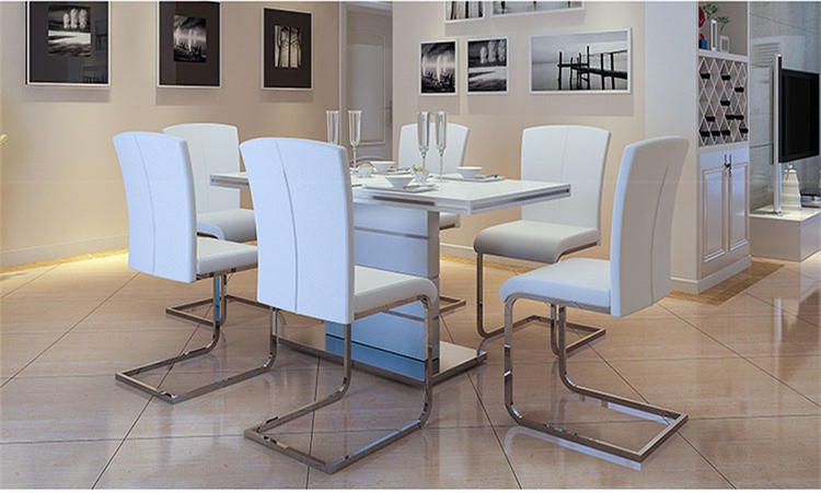 Modern Leather Dining Chairs Metal Legs With Stainless Steel Frame