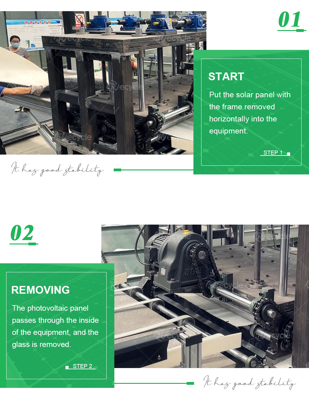 70-90PCS/Hour Automatic Aluminum Frame Removing Machine For Glass Recycling Line