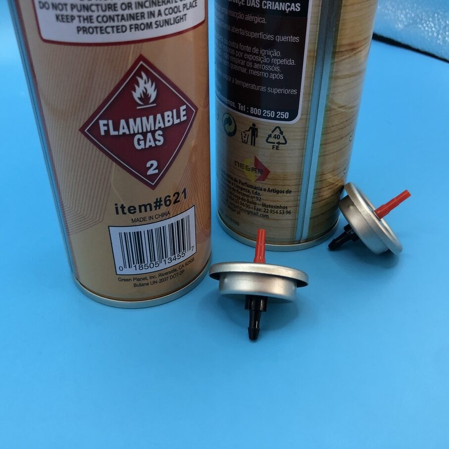 Lighter Gas Refill Butane Gas Lighter Valve with Both Sides Clear Lacquered Tinplate One Inch