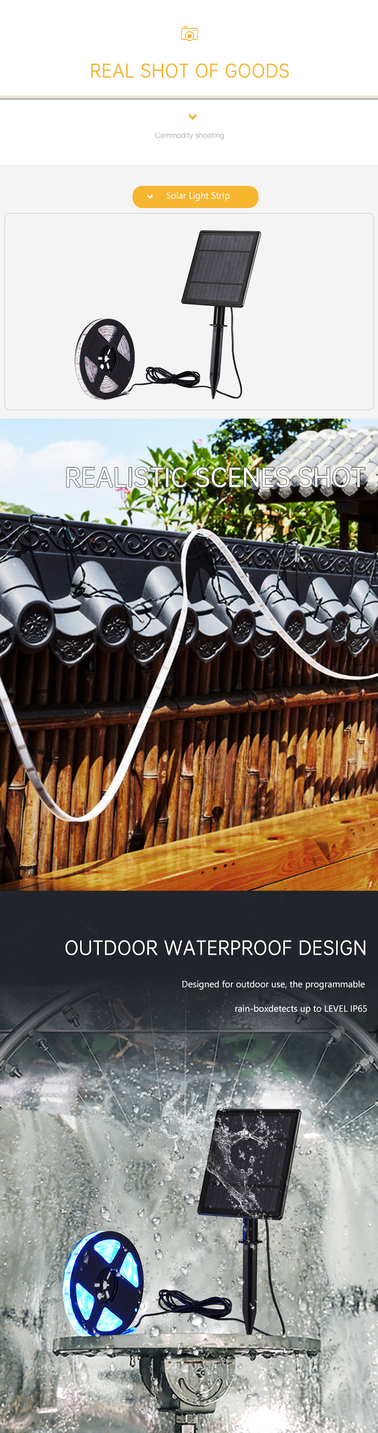 100lm 250LM Solar Powered LED Strip Solar Rope String Lights RoHS