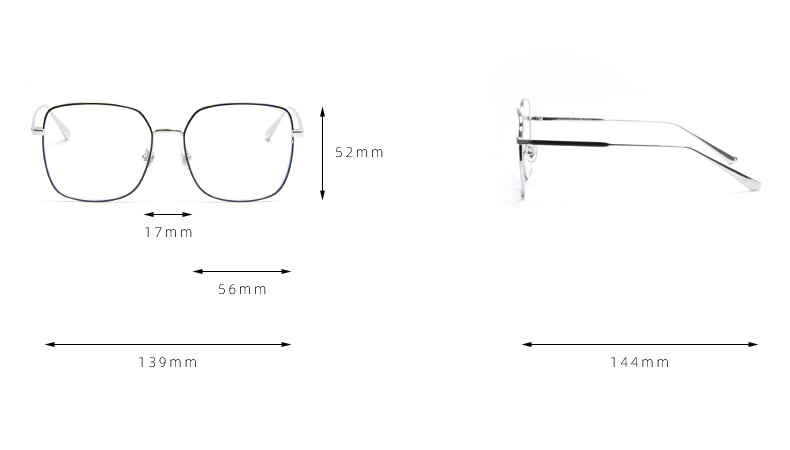 Oversized Full Frame Glasses Alloy Square Optical Spectacle Plain Lens 139MM