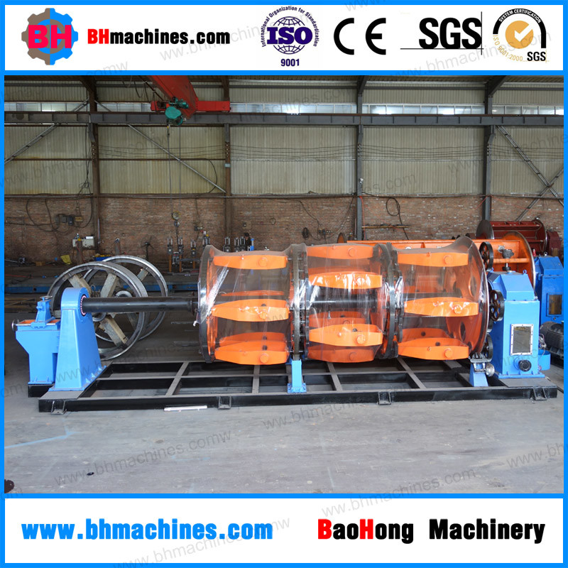 Planetary,cradle,bow type laying up machine for manufacturing electrical cable and wire