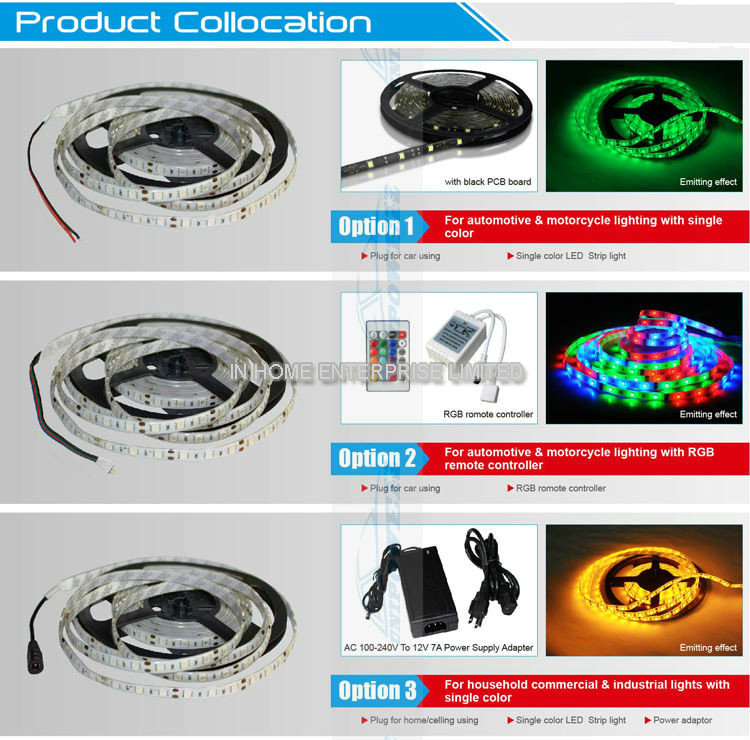 12 W 3528 SMD Led Strip Natural Blue IP68 Waterproof Led Strips