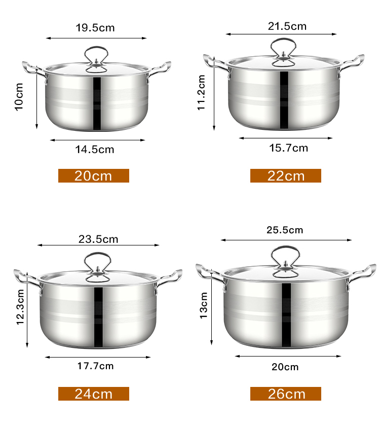 Quality 8 Pieces Stainless Steel 410 Non Stick Pan Cookware Sets Kitchemware Pot