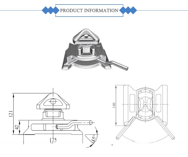 Casting Steel Dovetail Bottom TwistLock 45 degree or 55 degree ISO Shipping Container Twist lock M.B.L Shear 420KN