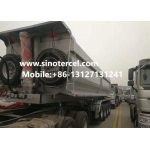 4Axles 42CBM White Tipper Dump Semi Trailer With 80 Tons Loading Capacity