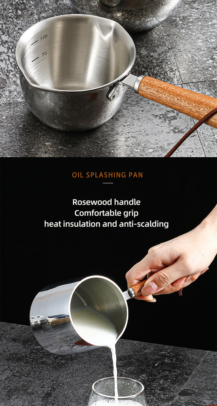 High Quality 304 Stainless Steel Measuring Cup Cooking Pot Sauce Scoop Heating Oil Pot