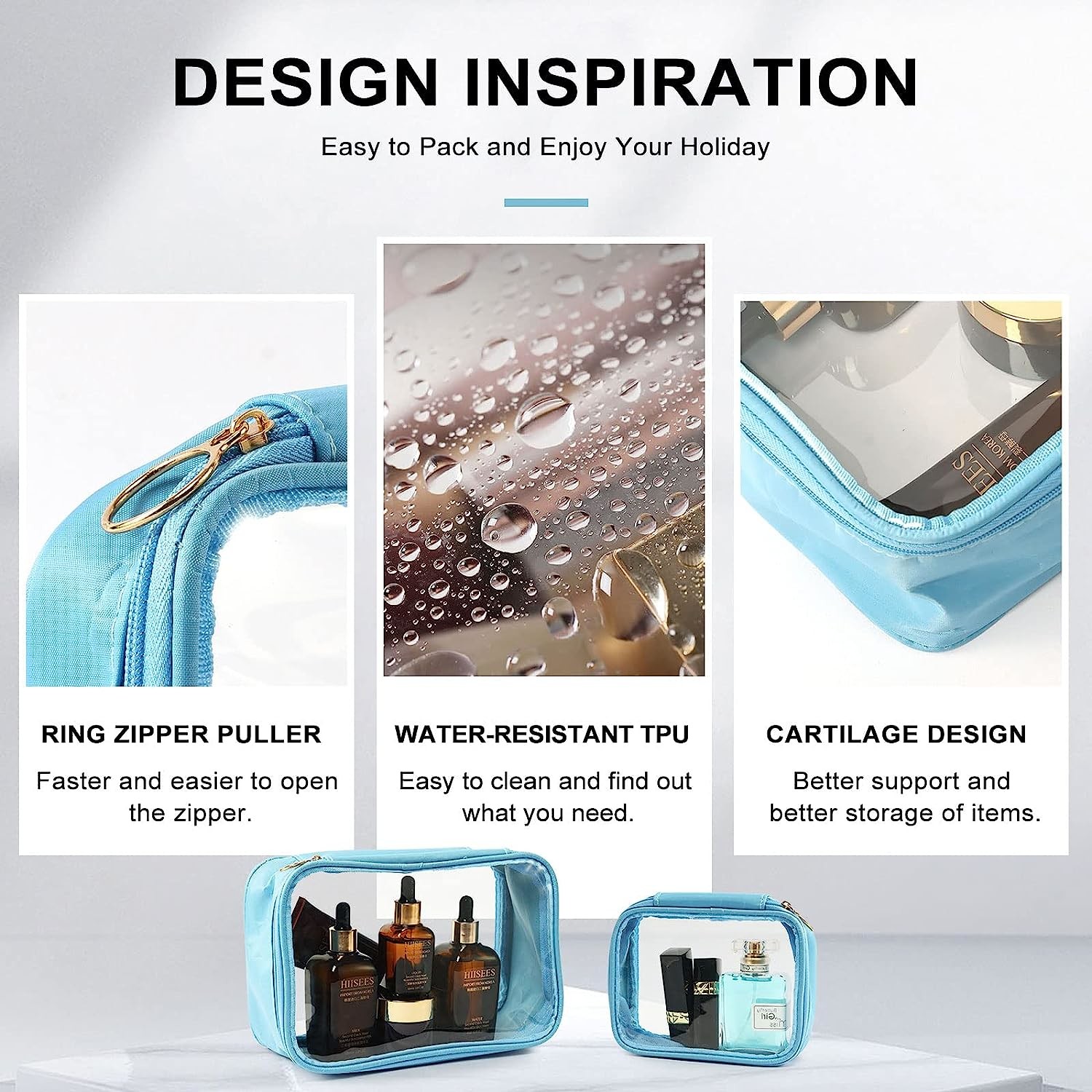 High quality Shockproof and durable waterproof clear toiletry bag for travel
