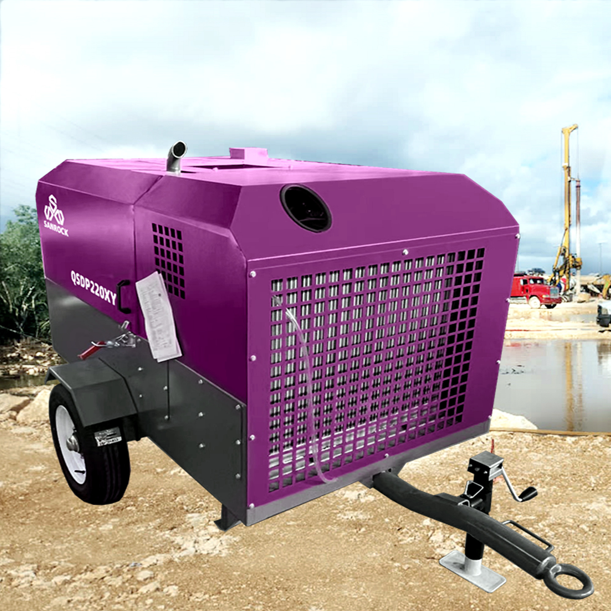 300L Tank Diesel Screw Air Compressor Mining Portable Compressor 4470*1960*2535mm Size
