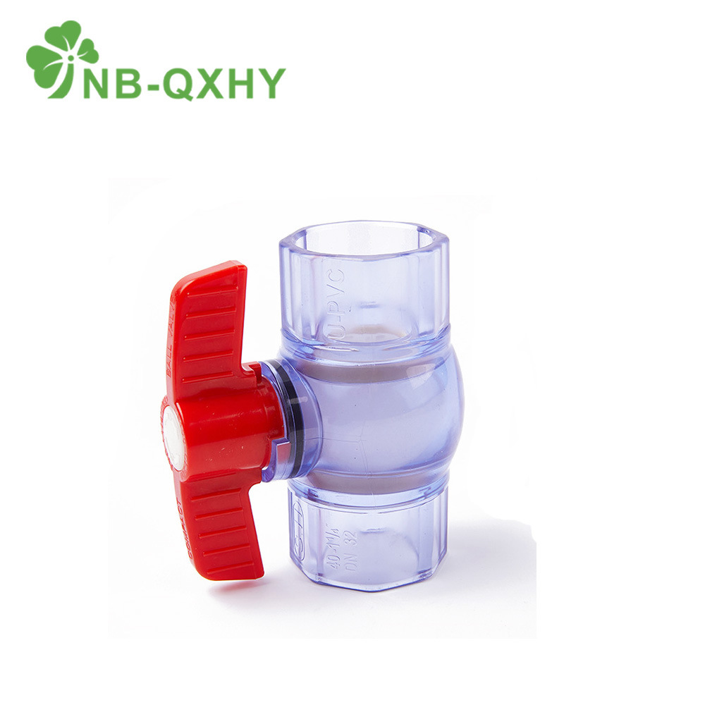 PVC UPVC Transparent/Clear Fish Tank Laboratory Use Ball Valve for Chemical Industry