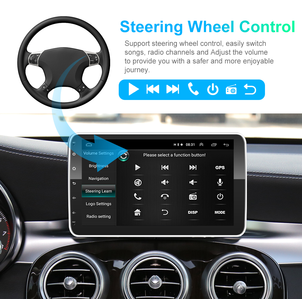 10.1 inch Big IPS Screen Car Multimedia Player with Rotatable Display and GPS Stereo