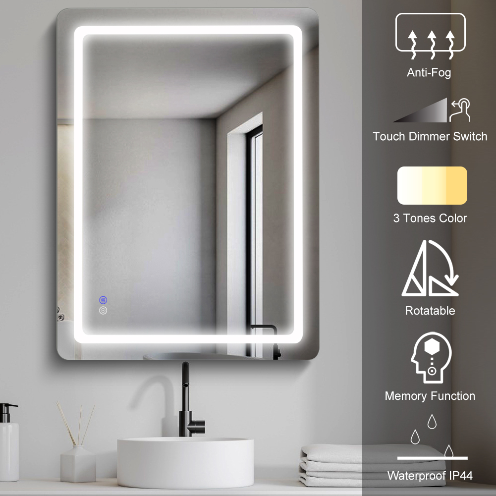 5mm LED Round Bathroom Mirror Silver LED Illuminated Bathroom Mirror 3000K - 6000K