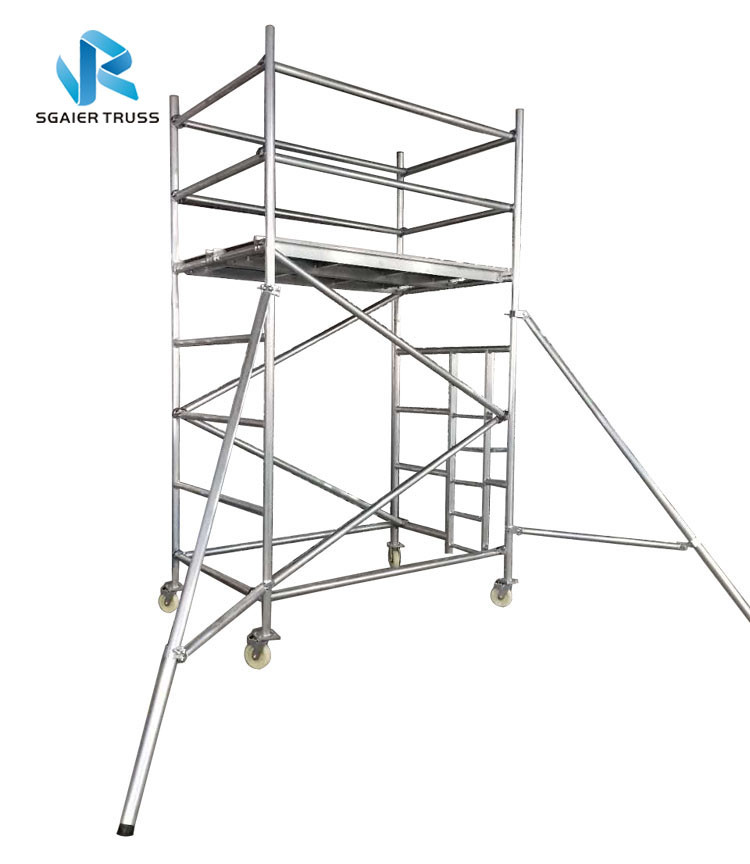 Building Construction Cleaning Aluminium Scaffolding Ladder , En1004 Mobile Tower Scaffold