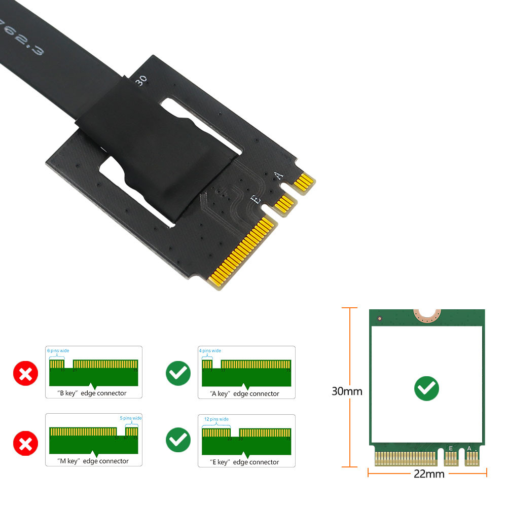 M.2(NGFF) Key A-E To PCI-E 16X Adapter Cable for Fast Data Transfer