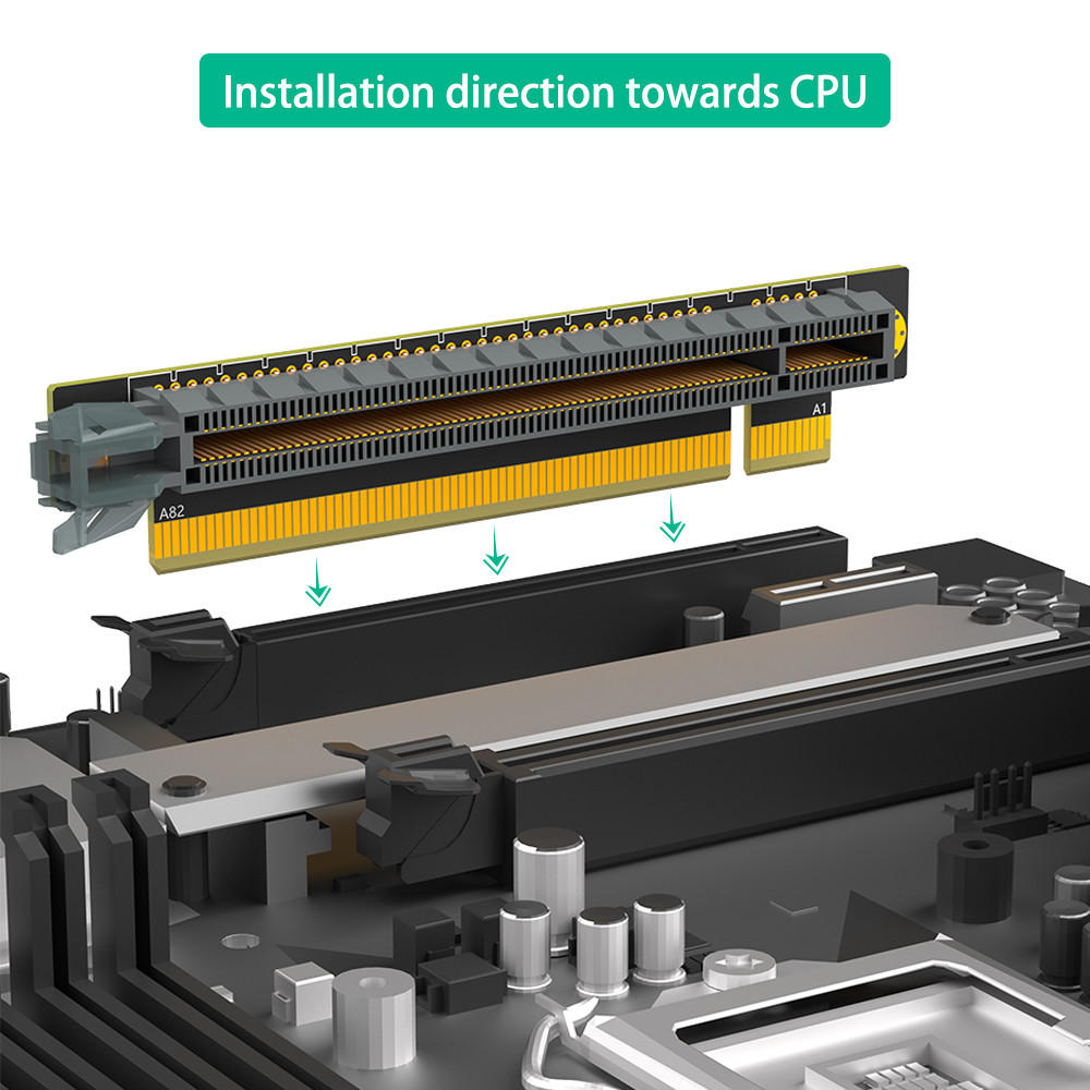 90 Degree Reverse PCI-E Riser Card 16X 3.0 Male To Female For 1U Server