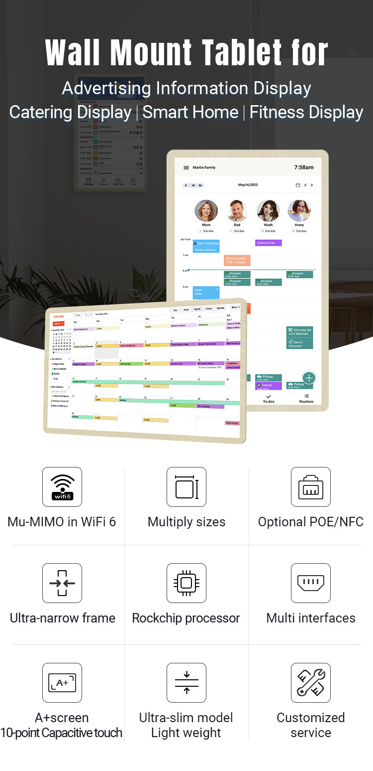 ELC New design calendar checklist display RK3576 android 13 smart touch screen calender smart calendar family