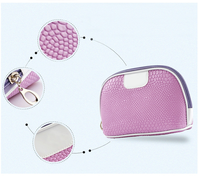 Portable Travel Shell Shape Cosmetic PU Makeup Bag