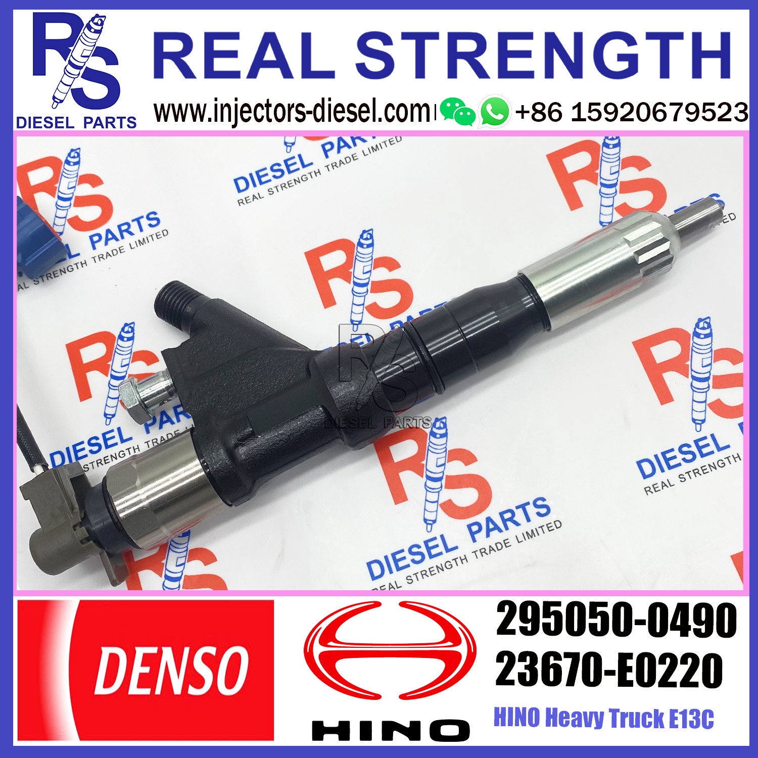 Diesel Common Rail Fuel Injector 295050-0490 295050-0491 295050-0492 23670-E0220 for HINO Heavy Truck E13C Engine