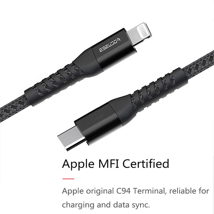 MFI 6Ft Type C To Lightning Cable Nylon Braded For Apple IPhone IPad MacBook