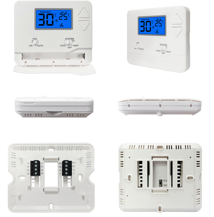 Standard White 24V Non Programmable Thermostat For Air Conditioning