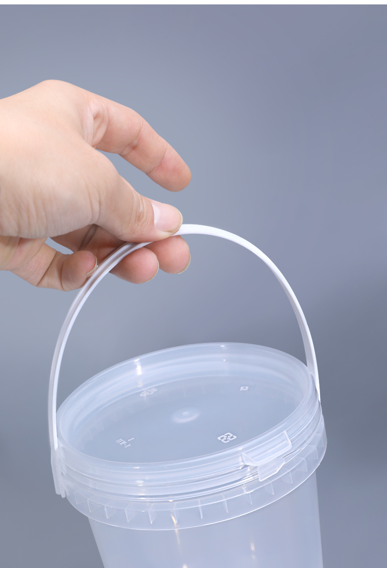 500ml Plastic Bucket For Ice Cream Fruit Salvage Container With Green Lid And Handle