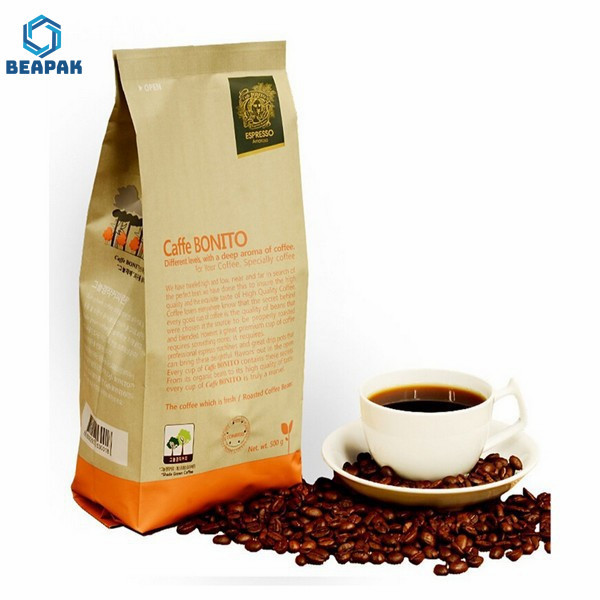 Standing Up Flat Bottom Resealable Printed Coffee Bags