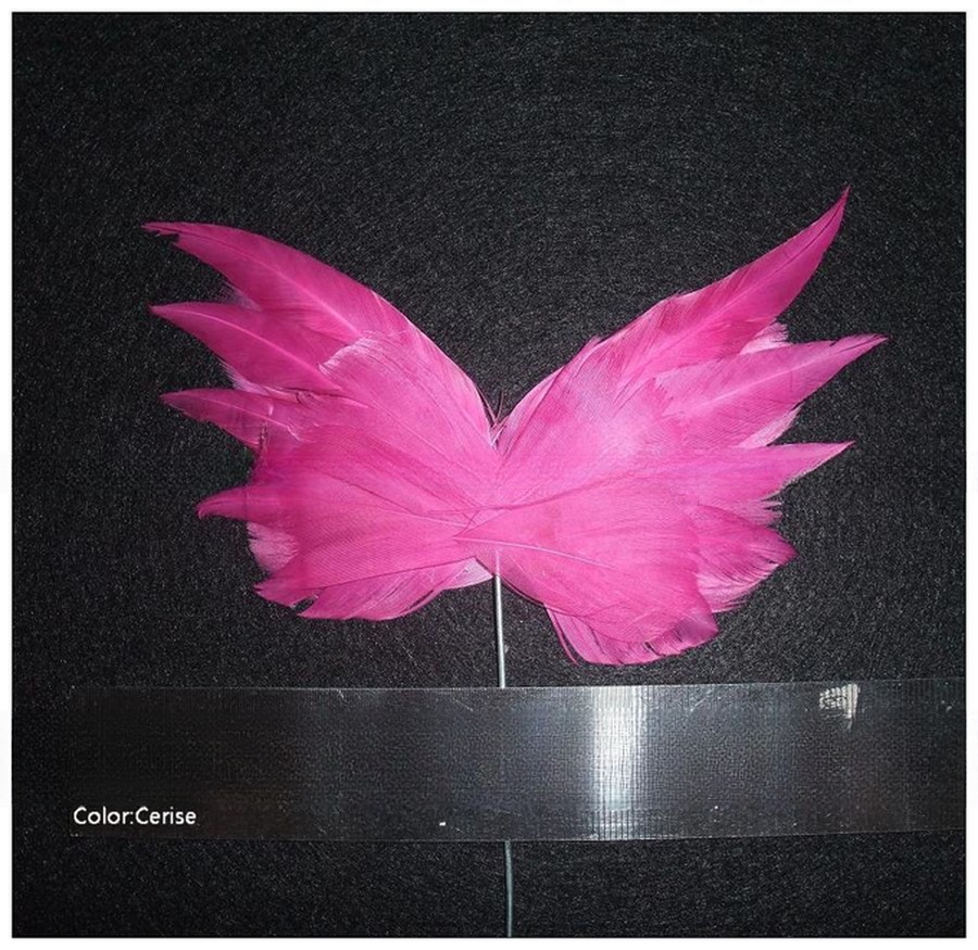 Party Decoration Stripped Goose Feather Butterfly with Wire Accessory 10*20 cm