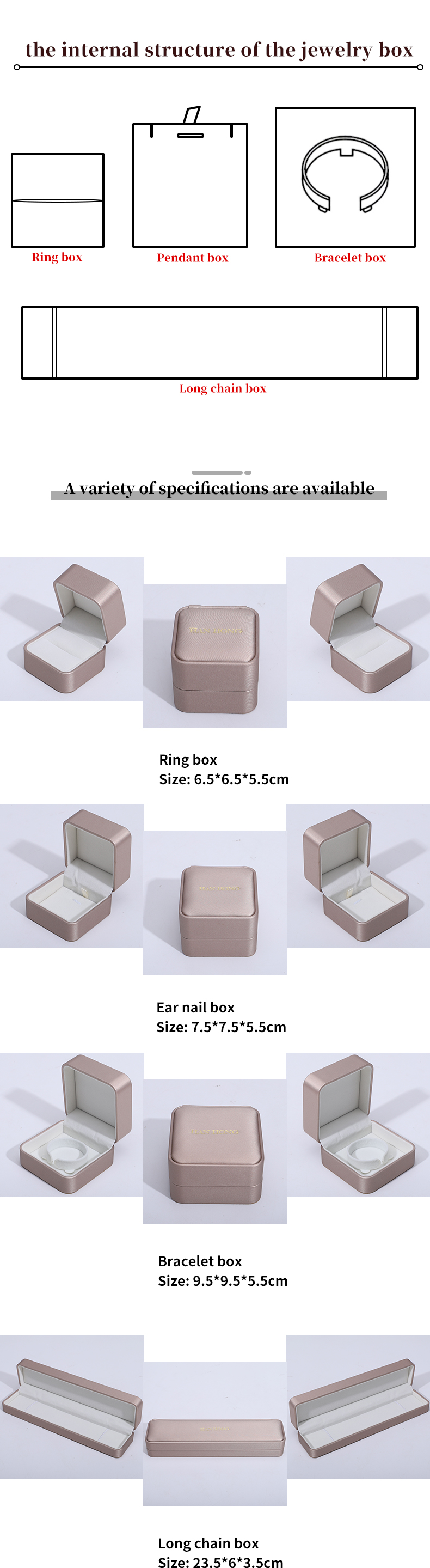 Champaign Gold PU Leather Jewellry Packaging Box Luxury Customized Size