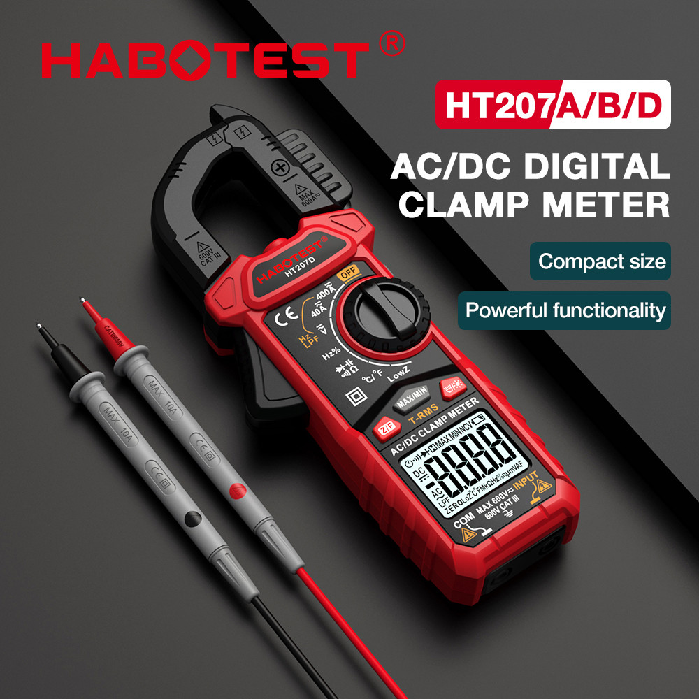 HT207 AC DC Digital Clamp Meter Multimeter Pinza Amperimetrica True RMSTrue RMS NCV Voltage Inrush Current Tester