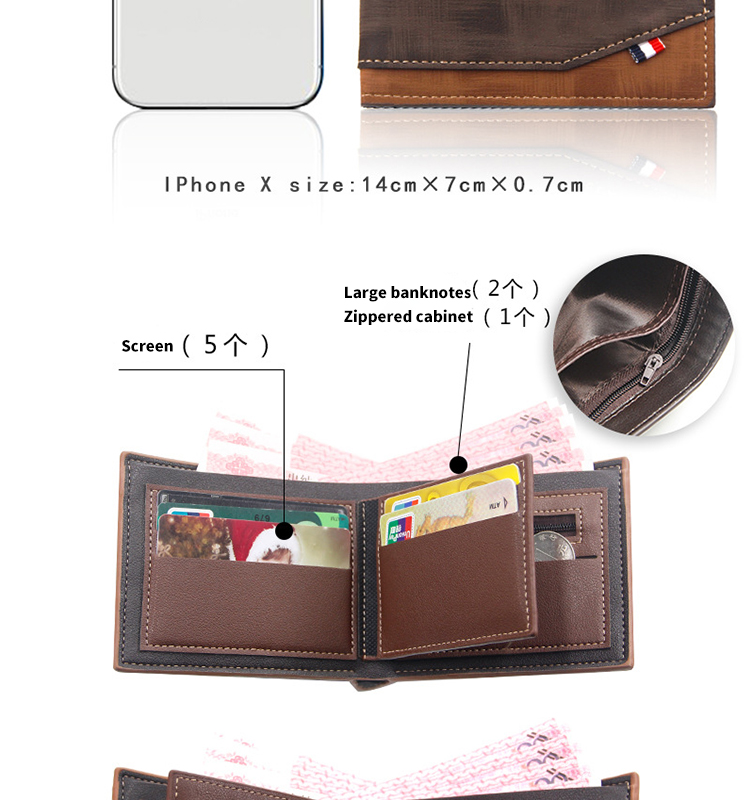 Availiable Sample Portable Card Wallet Oil Wax Cowhide Leather Money Bag for Men
