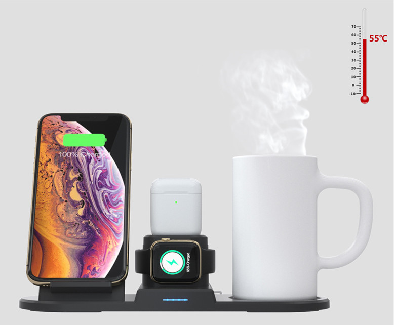 3 In 1 Wireless Charger Dock Station 10W 15w Qi Wireless Charging Thermostatic Cup
